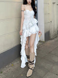 Pure Desire Vacation Style Ruffled Design Sling Dress